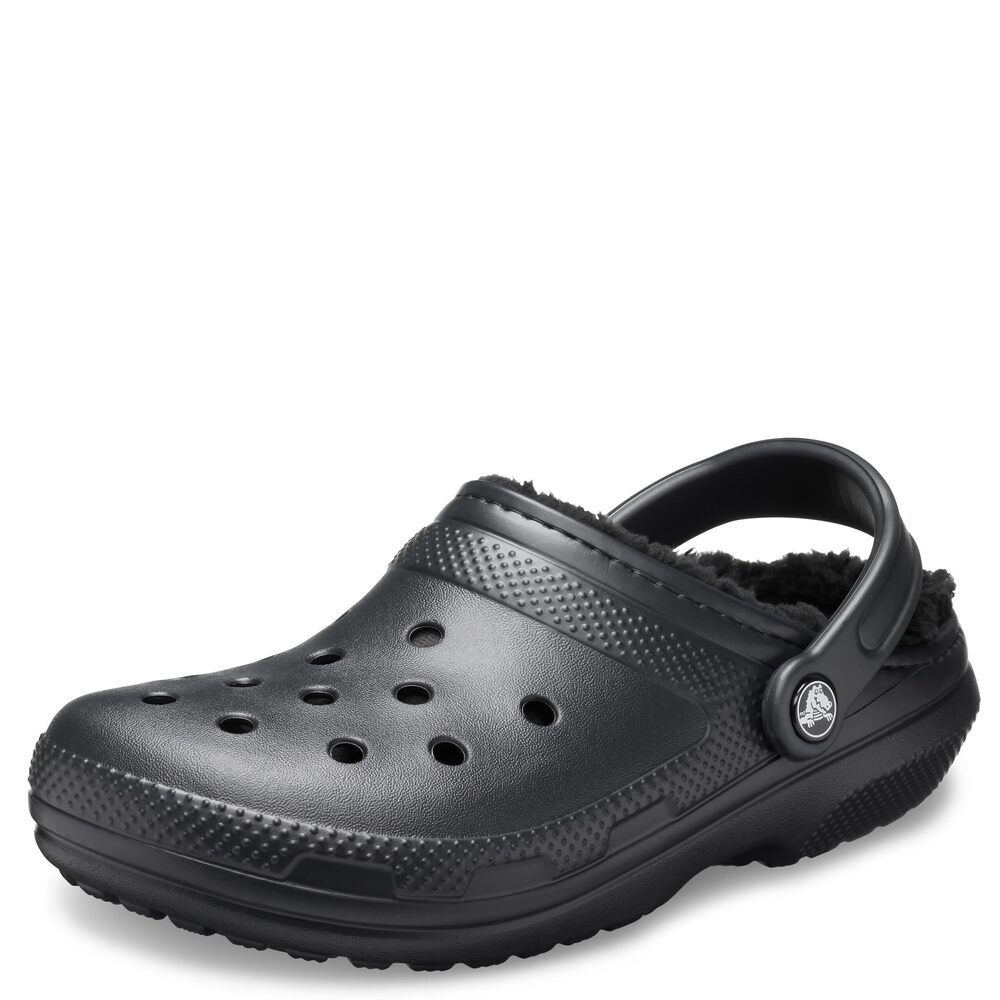 CROCS UNISEX-ADULT MEN'S AND WOMEN'S CLASSIC LINED CLOG, BLACK/BLACK, 14 WOMEN/1